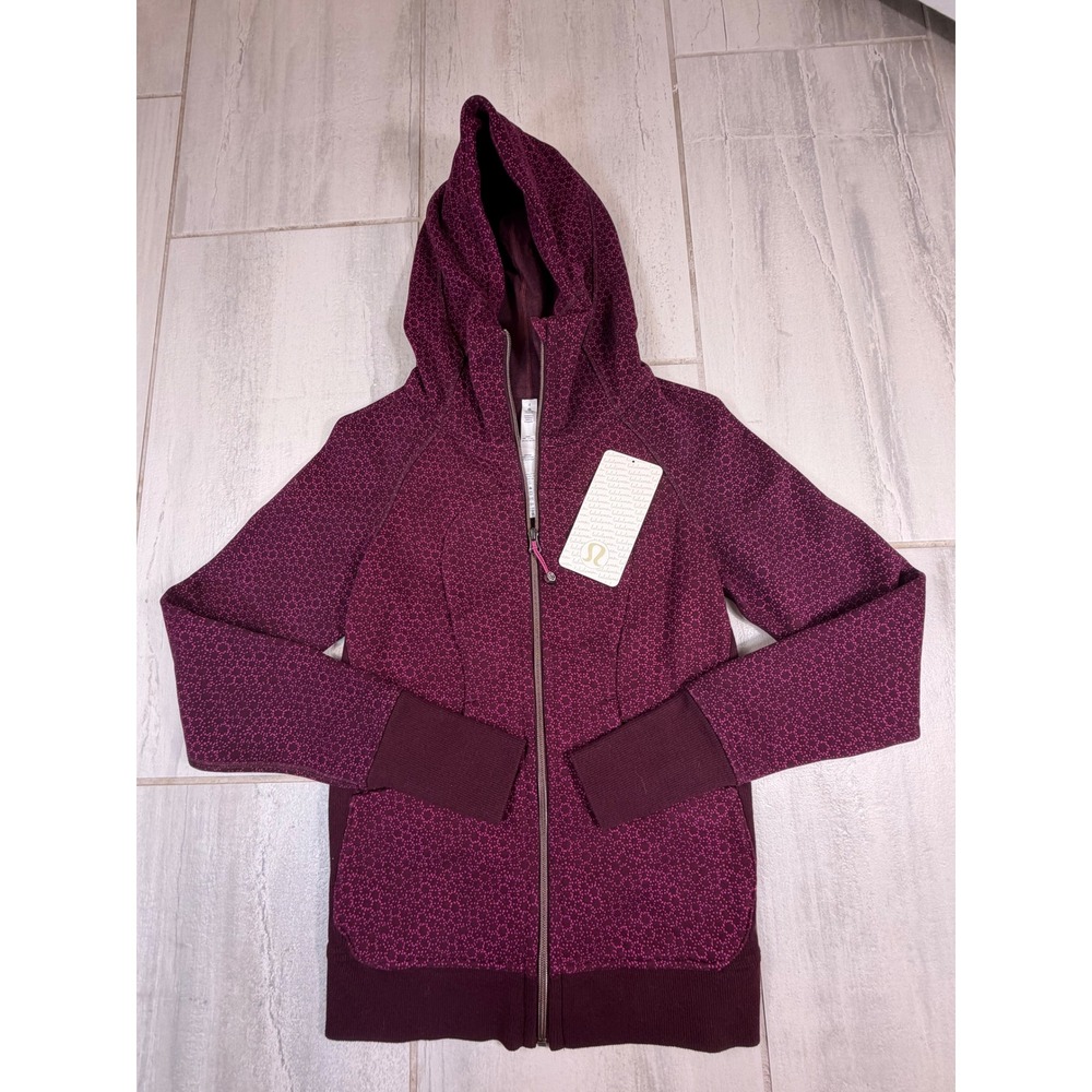 Lululemon Scuba Hoodie III Sparkle Dot Bordeaux Drama Full Zip Size 4 LW4IC8S